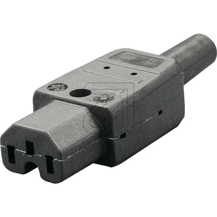 Warmgerätestecker mit Schutzkontakt und Knickschutz Warm Gerätestecker schwarz - Bild 4 von 4