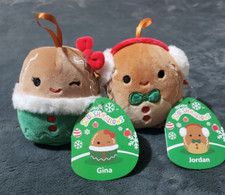 NWT Squishmallows Gina Jordan Gingerbread Set 4" Christmas Plush Ornament 2023