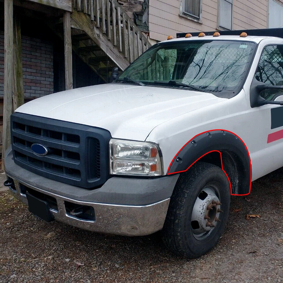 4X Textured Fender Flares For 99-07 Ford F250 F350 SuperDuty Rivet Pocket Wheel — 第 4/4 张图片