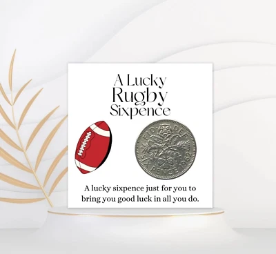 HANDMADE Rugby Player Gift, Lucky Sixpence Coin, Novelty Gift Good Luck For Men