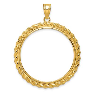 1986-Now $50 1 oz American Eagle Prong Set Polished Rope Coin Bezel in 14k Gold