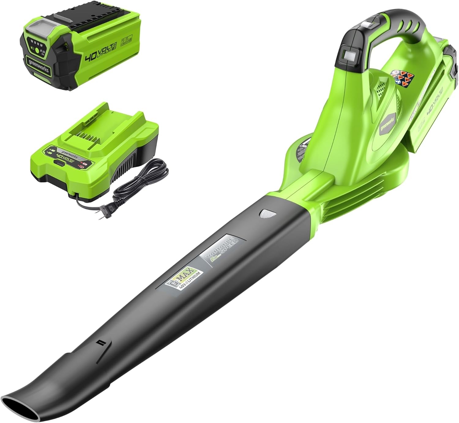 Greenworks 40V Leaf Blower/Sweeper, 150 MPH, Sweeper, Green/Black 