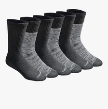 NEW (2) 6  PACKS  DICKIES DRI-TECK CREW SOCKS MENS SOCKS BLACK- BROWN - Size L