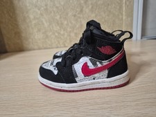 Nike Air Jordan 1 High Top Sneaker Black Red Newspaper Print Unisex Kids