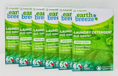 #ad #ad Lot of 6 Earth Breeze Fresh Scent 60 Loads Laundry Detergent Eco Sheets 30 Count $32.00