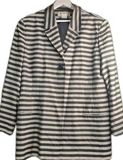 Vintage Christian Dior 100 Silk Striped Jacket Luxe Coastal Old Money Blazer