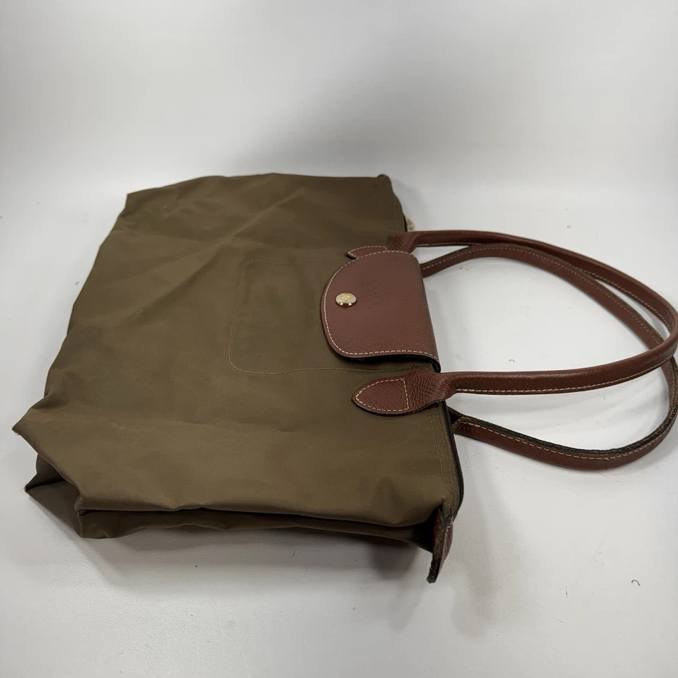 Longchamp Le Pliage Medium Khaki Green Folding Nylon Shoulder Bag Tote - Image 4 of 4