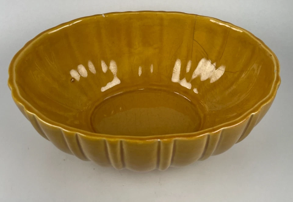 Vintage Haeger Pottery Gold Butterscotch Oval Planter 4020B USA 9.75" L 6.5" W - Image 4 of 4