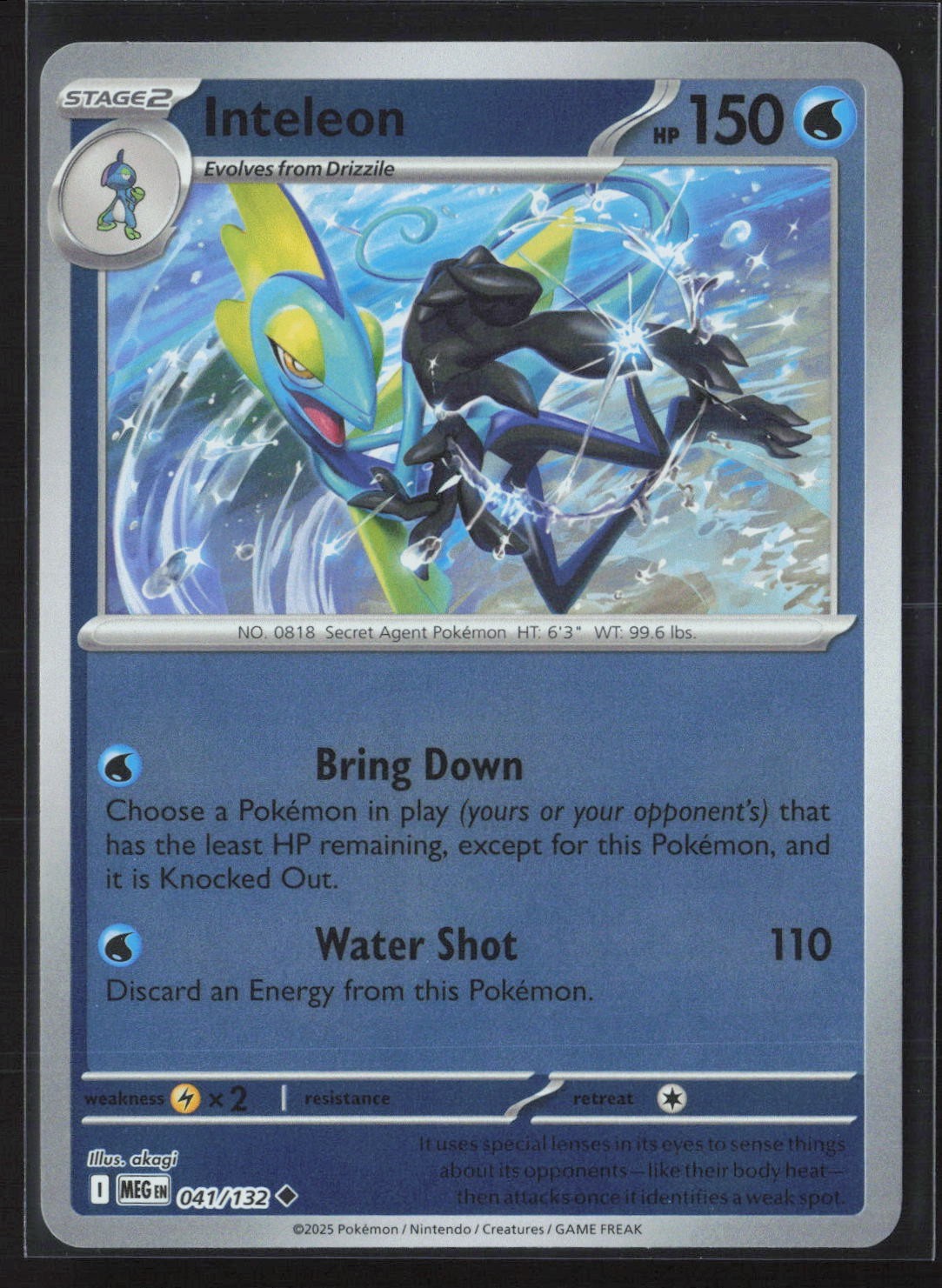 041/132 Inteleon - ME01 Mega Evolution Reverse Holo NM Pokemon
