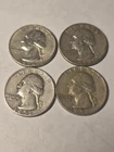 1951-1964 Silver Washington Quarters Lot of 4 90% Coins Circulated-$1.00 face!!