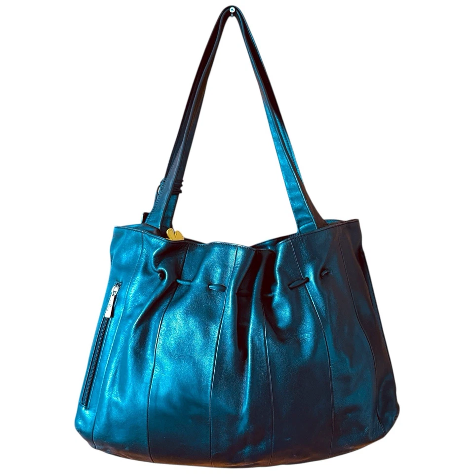 Bolso de Mano Cellini Mujer Cuero Negro Plisado Doble Asa Suave Mediano Foto 2 de 4