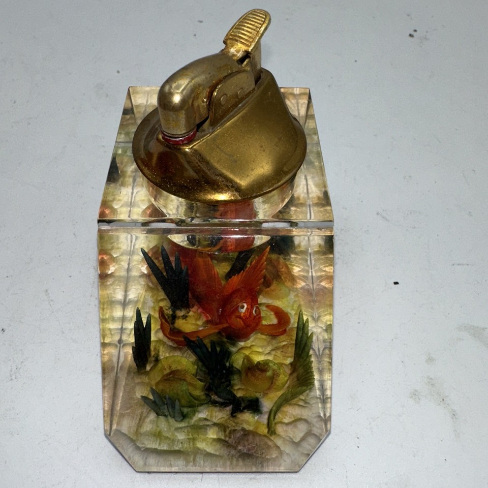 Image showcasing EVANS Ocean Fish Clear Table Cigarette Lighter Decorative Collectible ...