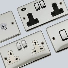 Polished Chrome Sockets, Switches, Dimmers, Electrical Accessories