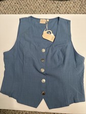 Upcycled Thriftflip GlG Blue Vest Women's Size XL With Buffalo Buttons