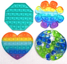 Lot of 4 Push Pop Bubble Sensory Fidget Toys Miscellaneous Sizes and Shapes 4