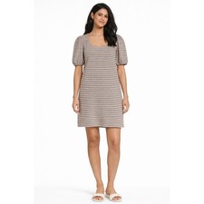 Loft Striped Puff Sleeve Mini Shift Dress Womens Size Small New