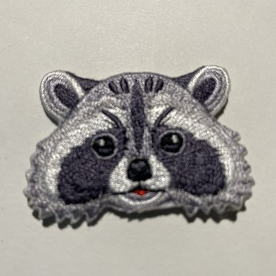 Small Raccoon Face Embroidered Iron on Patch Applique 1.75''x1.25''