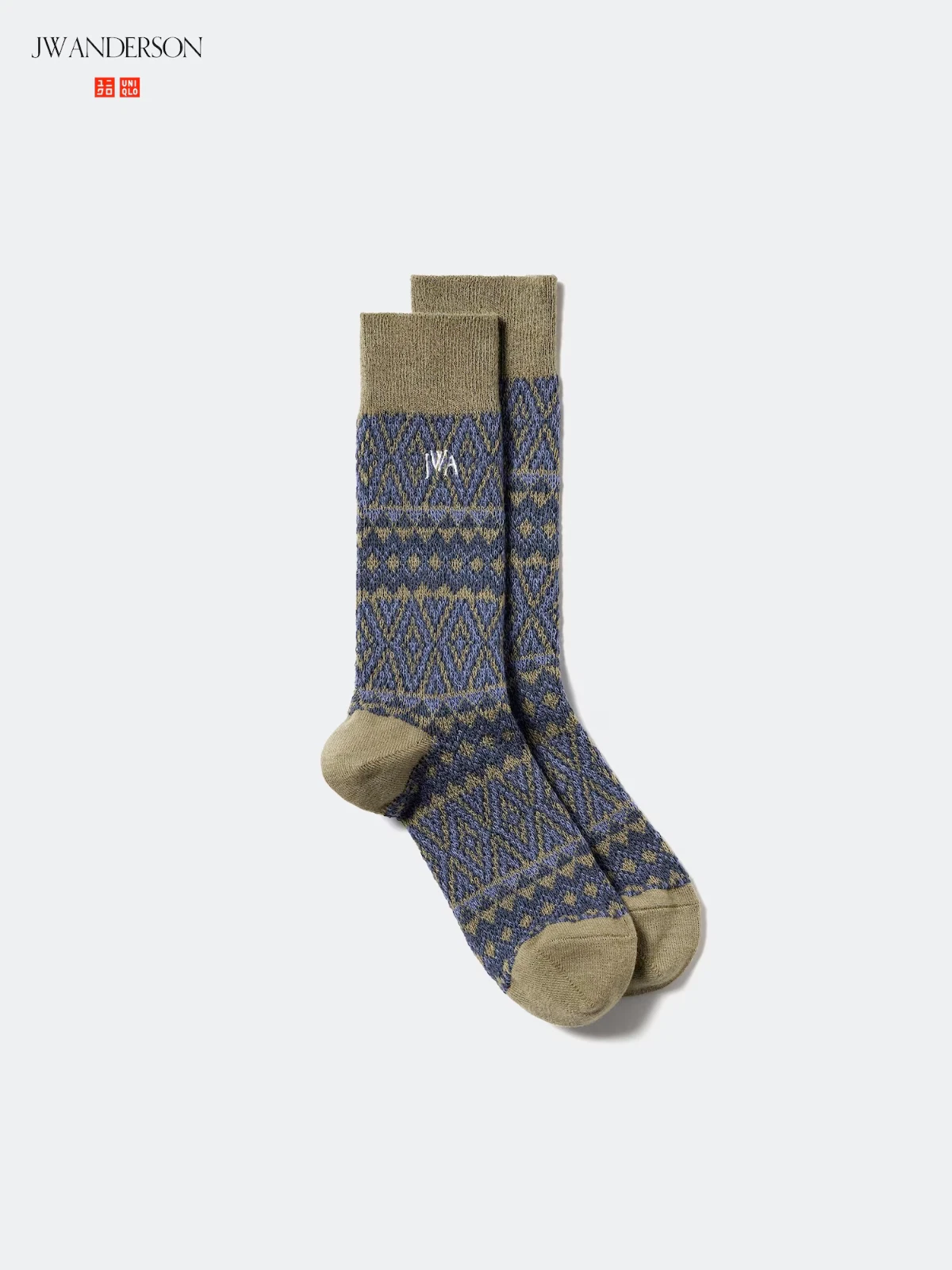 UNIQLO X JW ANDERSON HEATTECH Socks (Printed) - Olive - UK 8-11 (27-29cm) NWT