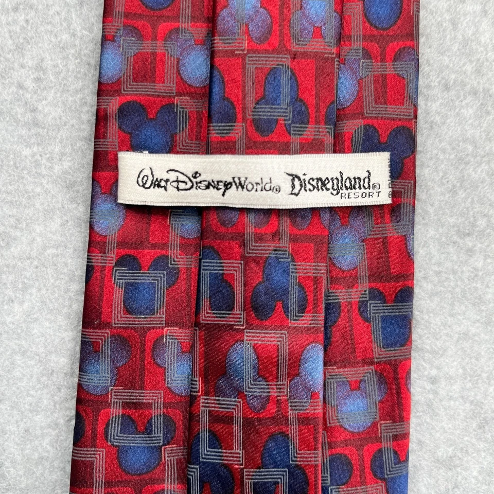Corbata Walt Disney World Mickey Mouse Logo Estampado Seda Rojo Azul Foto 3 de 4