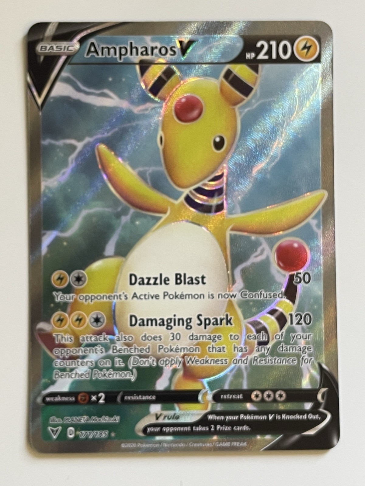 Ampharos V (Full Art) 171/185 Swsh04: Vivid Voltage Ultra Rare Pokemon TCG