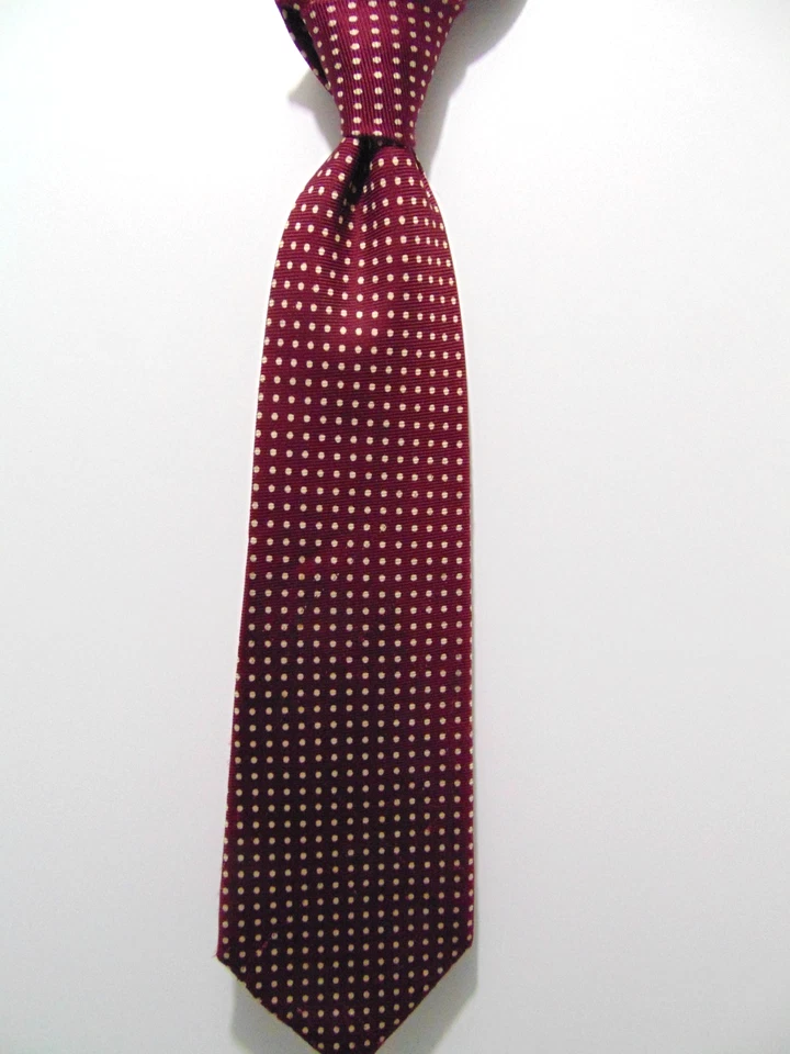 Corbata Polo Ralph Lauren Para Hombre Borgoña Estampado Lunares Lujo Seda De Colección Foto 2 de 4