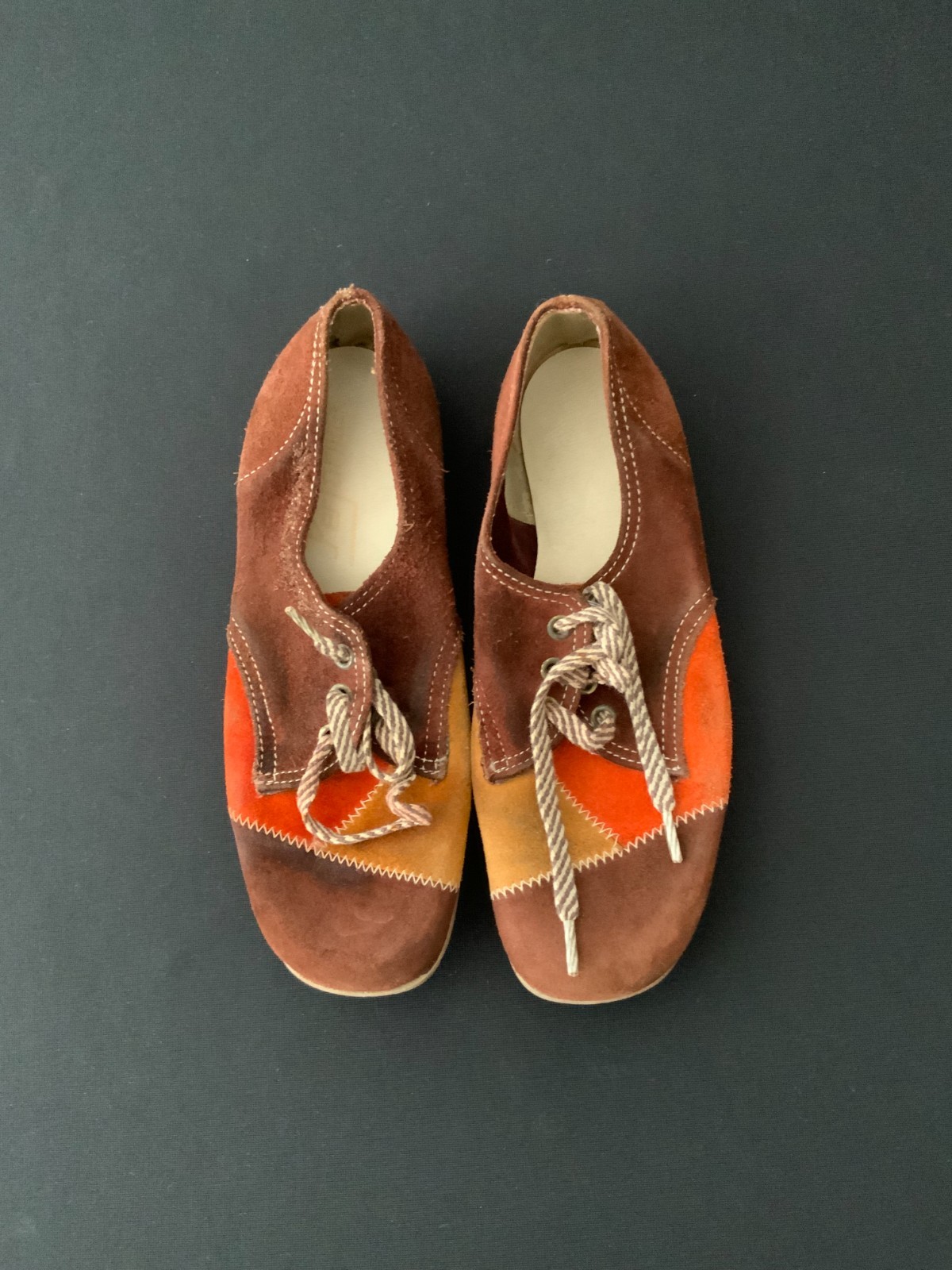 Orange/brown Suede Leather 70's