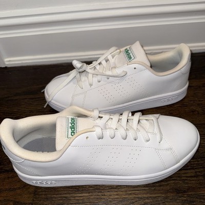 Sz 10.5 Adidas Advantage Cloud White Green Mens Sneaker (similar to Stan smith)