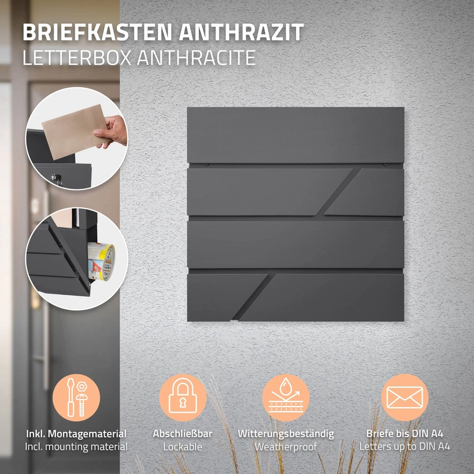 Cassetta postale da parete buca portalettere giornale da esterno design moderno - Immagine 2 di 4