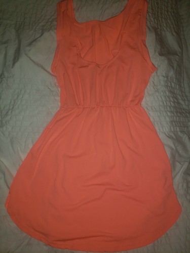 Women size Small flutter sleeve waist defined coral pink short beach tank dress - Picture 5 of 6