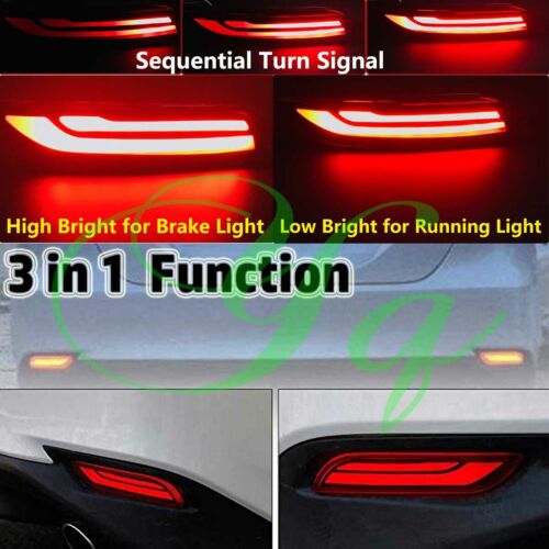 Pair LED Rear Bumper Reflector DRL Brake Stop Light For Toyota Camry 2018-2020 - Picture 3 of 12