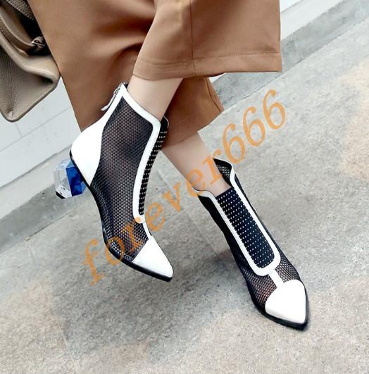 Kurz Stiefel hollow out Sommer Reißverschluss Spitz Zehe Damen Boots Kurz Stiefel hollow out Sommer Reißverschluss Spitz Zehe Damen Boots