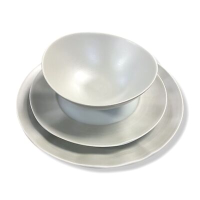 NEIMAN MARCUS White Platinum Brushstroke Dinnerware 10-Piece Set