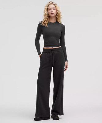 Lululemon Scuba Mid-Rise Wide Leg Pant Regular Sweatpants Black Gray