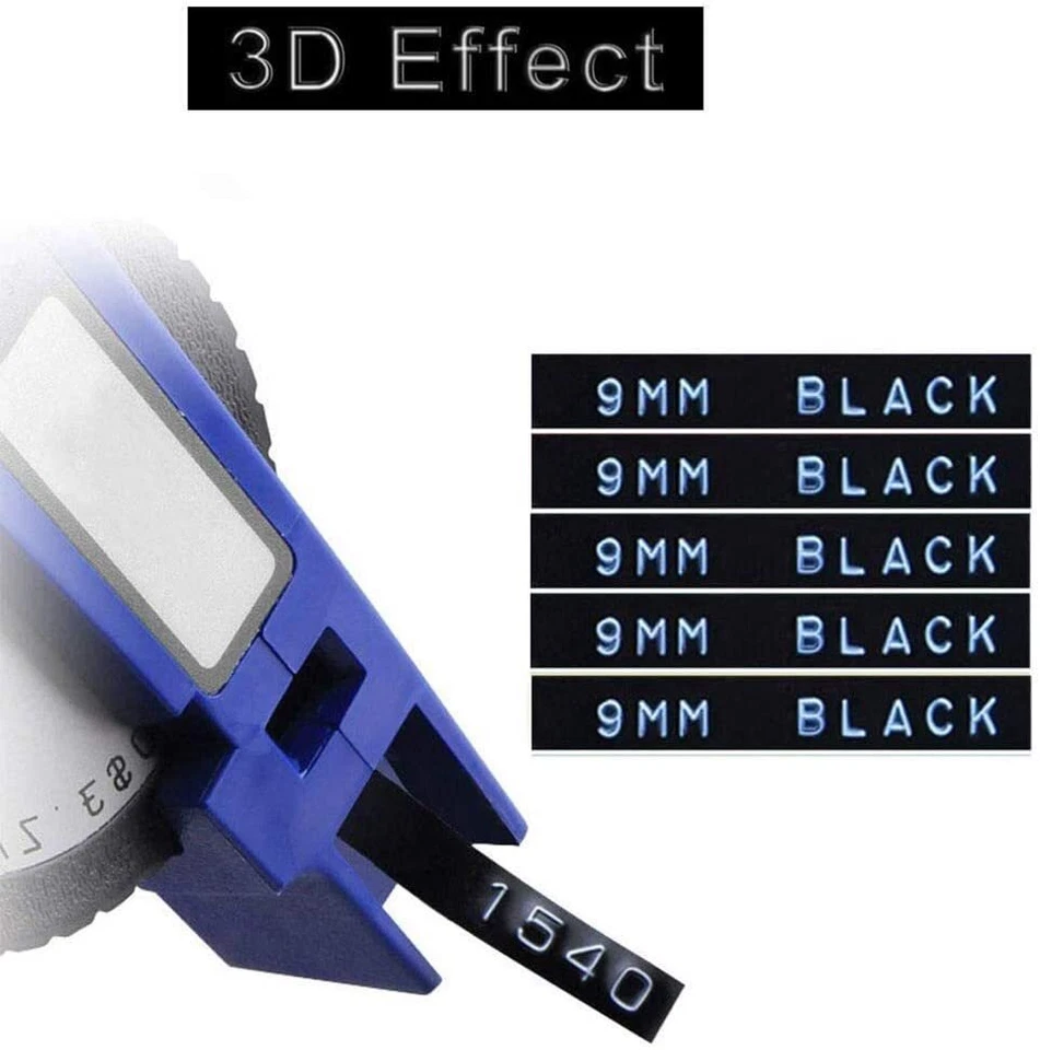 5PK For DYMO Organizer Xpress Label Maker 3D Embossing Tape 520109 Black 3/8" - Image 2 of 4