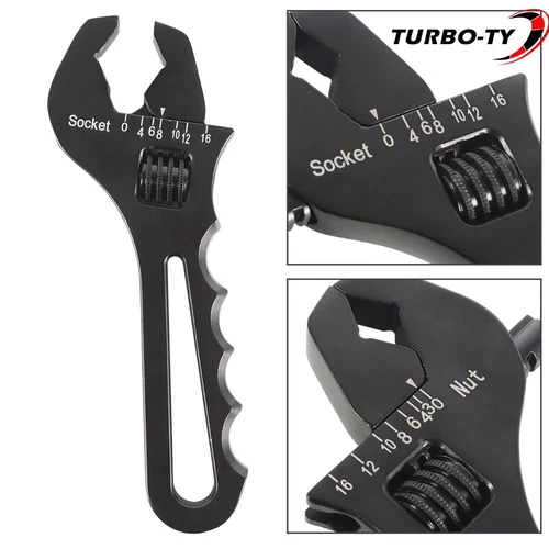 3AN-16AN Adjustable Wrench Black Aluminum Tool Spanner for Hose End Fitting
