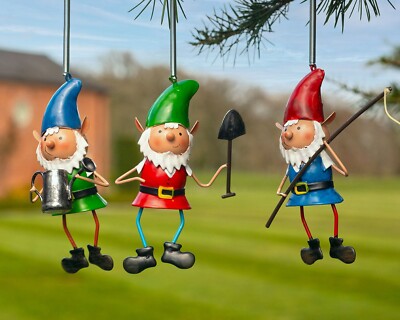 3 Miniatur Mini magische Metall hängende Wichtel Fee Pixie Garten Ornamente Deko 