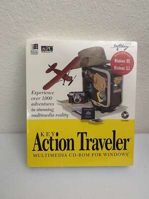 Vintage Sealed Computer Travel Key Action Traveler Softkey Windows 95 3.1 CD-ROM