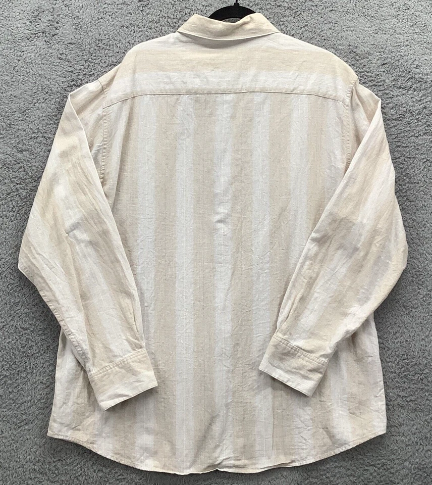 Claiborne 亚麻混纺衬衫男式 XL 码浅棕色长袖概念 — 第 2/4 张图片