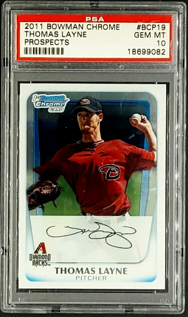 2011 Bowman Chrome Prospects #BCP19 Thomas Layne Arizona RC Rookie PSA 10 Pop 1