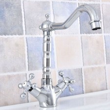 Chrome Brass Double Handle Swivel Kitchen Sink Faucet Basin Mixer Tap 2sf660