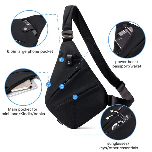 Sling Bag Chest Shoulder Backpack Crossbody Bags for Men Women Travel Outdoor... - Picture 2 of 7