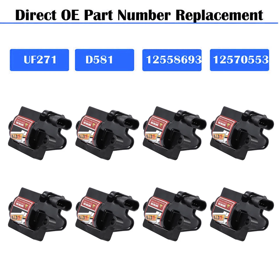 8X Bobina de encendido UF271 y bujía y cable para Chevy GMC 4.8/5.3/6.0/8.1L D581 Foto 4 de 4