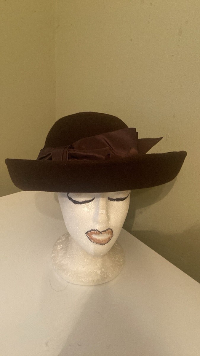 Beautiful Brown Wool Church Dress Hat by Plaza Suite NWT Gorgeous Velvet Dress / Church Hat by Plaza Suite main image 3