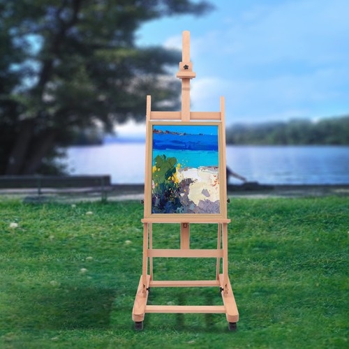 Large Studio H-Frame Easel - Beech Wood Artist Adjustable Movable Tilting Easel - Picture 4 of 24