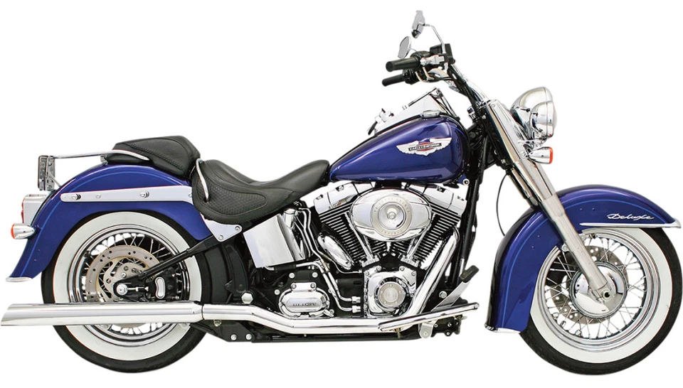 Tubos de escape Bassani cromados verdaderos dobles para 89-06 Harley Softail FXST FLSTN Foto 2 de 4