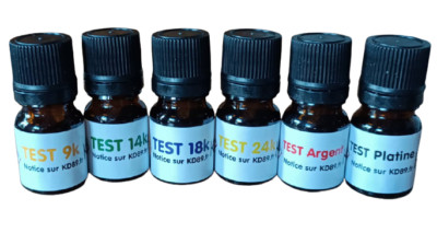 6x Reagenztest Gold 9, 14, 18, 24, Silber, Platin, OHNE Prüfstein. KD89