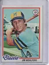 1978 TOPPS #376 JIM WOHLFORD MILWAUKEE BREWERS FREE SHIPPING