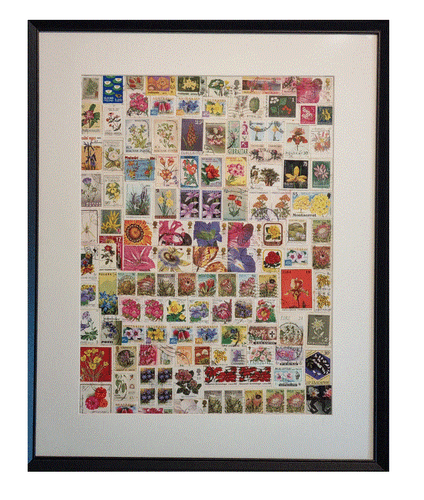 Francobollo floreale collage arte - Foto 1 di 6