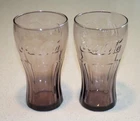 Coca Cola Coke Amethyst Purple Glasses by Libbey 16 oz 6" Tall Set Of 2 Vintage