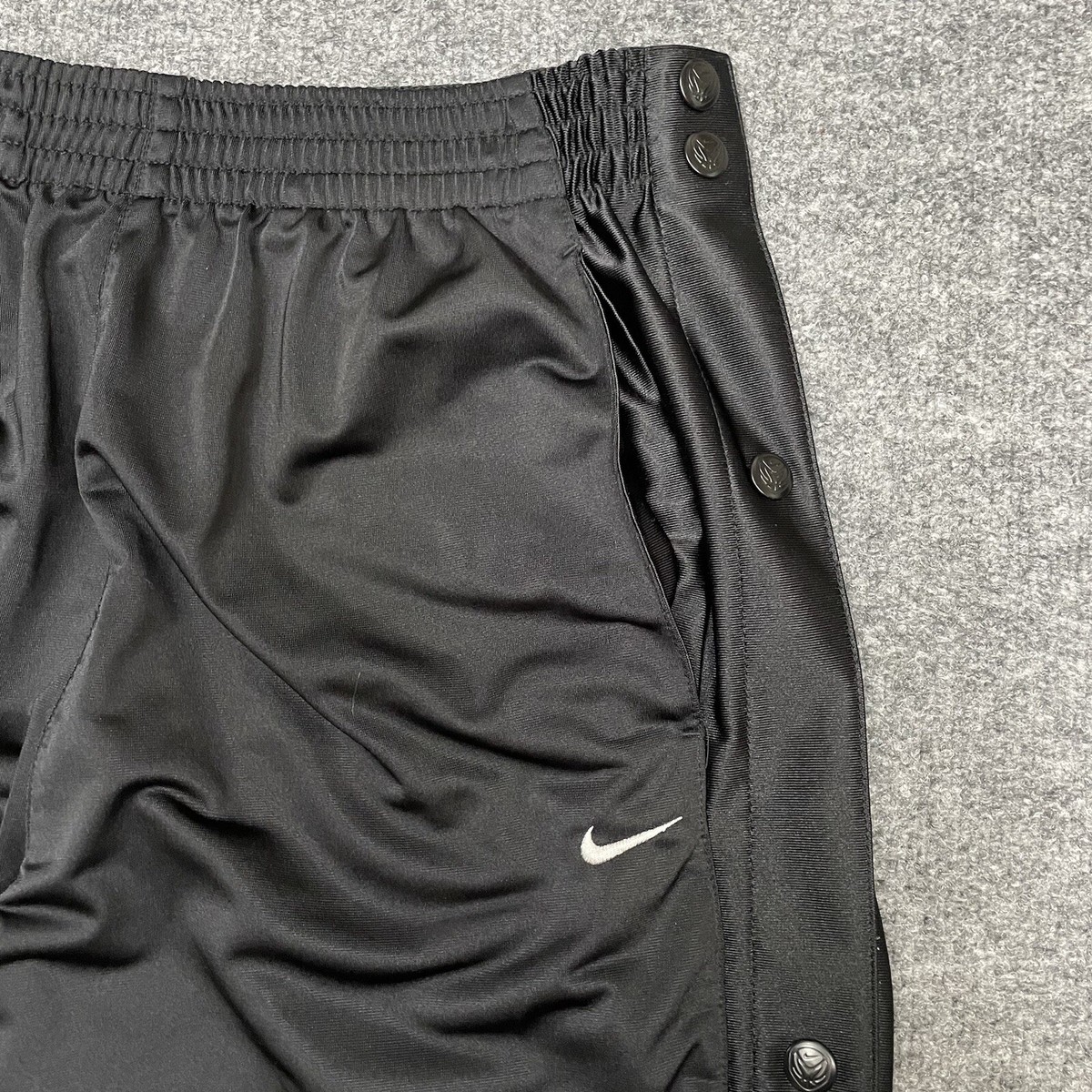 Vintage Nike Sports Track Pants Mens XL Black Snap Button